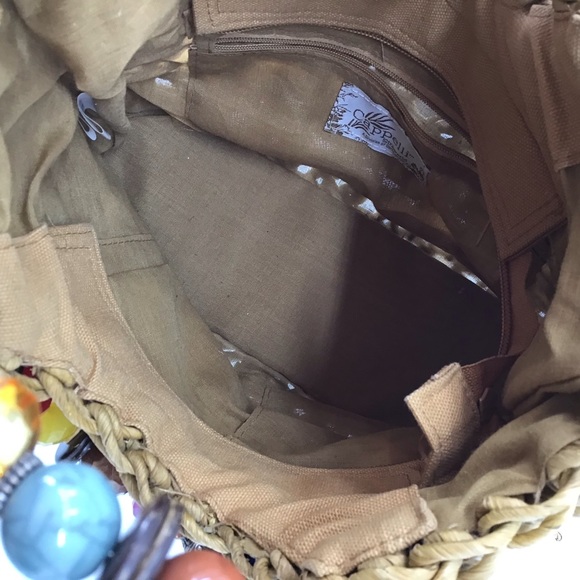 Cappelli Straworld Straw Bejeweled Handles Purse - Picture 12 of 16